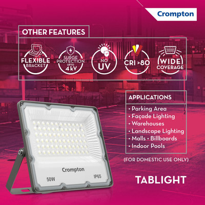 Crompton LDFLTAB50CDL-Pack of 8 Flood Light Outdoor Lamp(White)