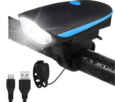 UBRONIK USB Rechargeable 2-in-1 Bicycle Horn and Cycle Light – 3 Mode LED LED Front Light(Black, Blue)
