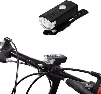 Manogyam USB Rechargeable Bicycle Headlight with 3 Flash Mode 300Lm Cycling Flashlight LED Front Light(Black)