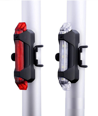 GADGET DEALS White + Red Color USB Cycling Bike Light Tail Rear light Portable Rechargeable LED Front Rear Light Combo(Multicolor)