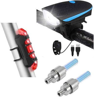 Shopeleven LED Front Light with LED Tail Light and Valve Lights with Motion Sensor LED Front Rear Light Combo(Multicolor)