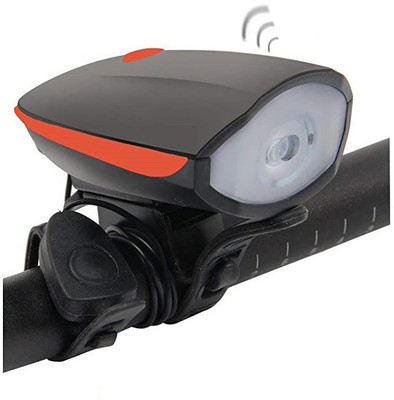 rebel 2-in-1 USB Rechargeable Bicycle Horn Light (3 modes) LED Front Light(Orange, Black)