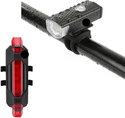 rahidhay LED Bicycle Waterproof Front and Back Light Combo LED Front Rear Light Combo(Black)