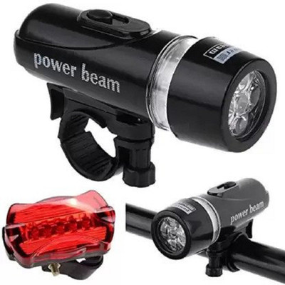 AmazingGadgets Bicycle Combo Of Powerbeam Frontlight & Rear LED Tail Light LED Front Rear Light Combo(Black)