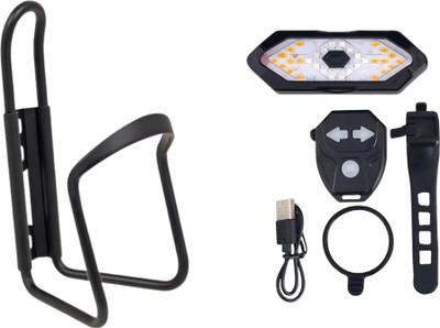FCC RACING Bicycle Aluminium Bottle Cage Holder and Wireless Indicator Back Light Combo LED Rear Break Light(Multicolor)