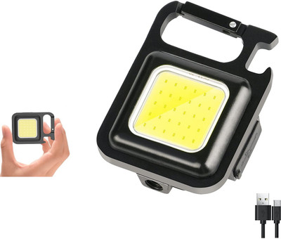 nunki trend USB Rechargeable LED COB Mini Flashlights light with keychain 4 Light Modes LED Front Light(Black)