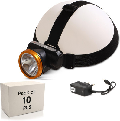Spotview 75 watt Rechargeable Head Light Waterproof Adjustable (Pack of 10) LED Headlamp(Black)