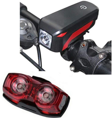 AmazingGadgets USB Rechargeable Touch Switch Bicycle Light Speaker & 2 Eyes Rear Tail Light LED Front Rear Light Combo(Multicolor)