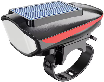 ABC AMOL BICYCLE COMPONENTS LED Bicycle Solar Front Head Light & Horn LED Front Light(Black, Red)