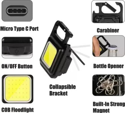 NKL New LED Keychain Flashlight 071 Rechargeable 4 Light Modes, Bottle Opener LED Front Light(Black)