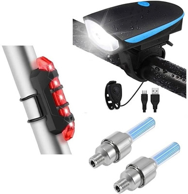 Shopeleven LED Front Light with LED Tail Light and Valve Lights with Motion Sensor LED Front Rear Light Combo(Multicolor)