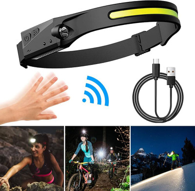 TRUDO Powerful 230° Rechargeable LED Front Torch - Motion Detector LED Headlamp(Black)