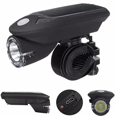 HumBiG Solar Bicycle Light USB Rechargeable Front Light Bicycle Headlight Waterproof LED Front Light(Black)