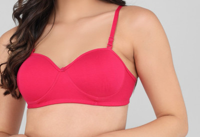 Shopping Star Women T-Shirt Non Padded Bra(Pink)