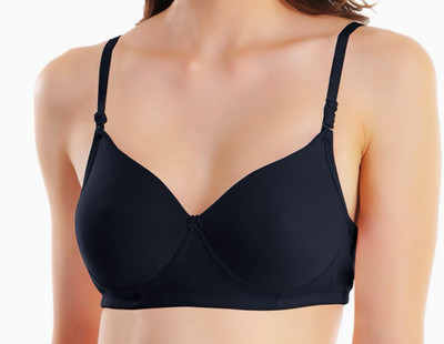 Shopping Star Women T-Shirt Non Padded Bra(Black)
