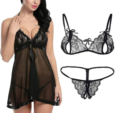 LEVIBO Solid Babydoll