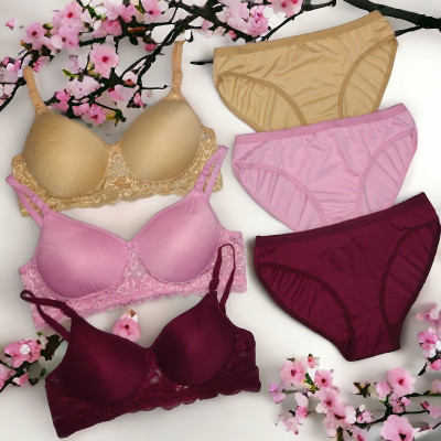 MyBraBox angel Women Full Coverage Heavily Padded Bra(Beige, Pink, Maroon)