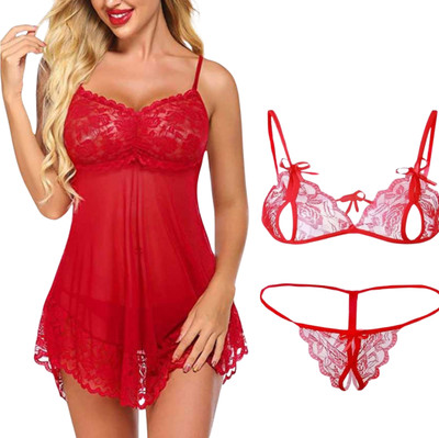 Unitrust Net Bra Panty Set Combo babydoll lingerie set sexy for honeymoon Lingerie Set