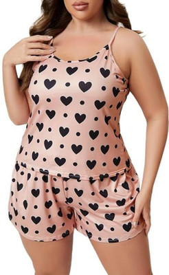 TASN Women Printed Pink Night Suit Set