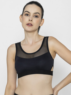 TOPLUCK Non-Padded Cotton Comfort Bra with Adjustable Straps Women Sports Non Padded Bra(Black)