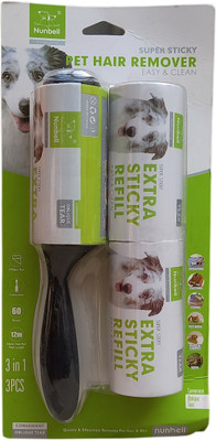 Pet Needs Lint Roller with Cover 60 Sheet Each and 2 Refills for Dog Hair Removal-Black Lint Roller