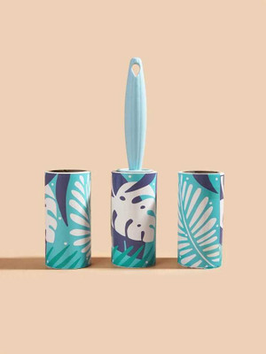 Naama Multi Design Sticky Roller Brush, Reusable Sticky Picker Cleaner Set of 3 Rolls Lint Roller