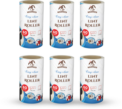 Sniffers Portable Sticky Roller for hair, dust & fur | 60 Sheets - 6 Refills | Easy Clean Lint Roller