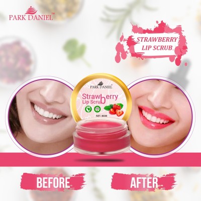 PARK DANIEL Premium Strawberry Lip Scrub for dark lips to lighten for Men & Women- Enriched with Cane Sugar Powder, Tocopherol (Vitamin E), Cocoa Butter, Shea Butter(08 gms) Strawberry(Pack of: 1, 8 g)