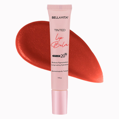 BELLAVITA Tinted Lip Balm | SPF 20, 12 Hours Hydration, Non-Sticky Raspberry(Pack of: 1, 9.8 g)