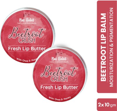 Nat Habit Beetroot Lip Balm for Lip Lightening Natural & Ayurvedic| Fresh Kitchenmade Fruity(Pack of: 2, 20 g)