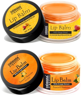 Donnara Organics Mango & Orange Lip Balm for Dry Lips - Each, 15g Pack of 2 Fruits(Pack of: 2, 30 g)