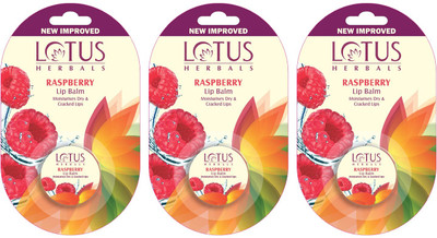 LOTUS HERBALS RaspBerry Lip Balm RaspBerry(Pack of: 3, 15 g)