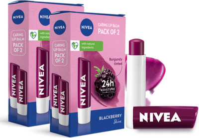 NIVEA Blackberry Fruity Shine Lip Balm Blackberry (Pack of: 4, 19.2 g) Blackberry(Pack of: 4, 19.2 g)