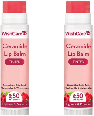 WishCare Tinted Ceramide Lip Balm with SPF50 PA+++ - Kojic Acid & Niacinamide Raspberry(Pack of: 2, 10 g)