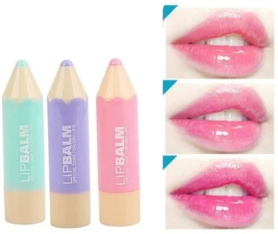 Ashyra 3Pc Crayons Pencil Shape Lip Balm Lip Moisturizing Stick Mix Fruity(Pack of: 3, 10 g)
