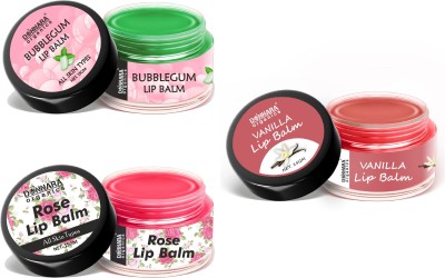 Donnara Organics Bubblegum, Rose & Vanilla Extracts LipBalm for Dark Lips - Combo of 3 (Each,15g)(Multicolor)