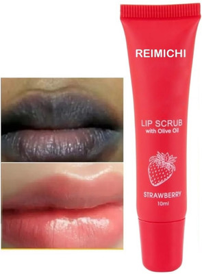REIMICHI Strawberry Lip scrub for gentle exfoliation, hydrated, smooth & soft lips strawberry(Pack of: 1, 10 g)