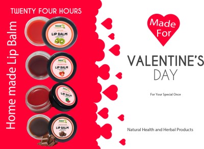 Natural Health and Herbal Products Valentine's day Special Gift for your Love – Lip Balm (Combo Pack of 4) 8g each Kiwi, Watermelon, Chocolate, Straberry(Pack of: 4, 32 g)