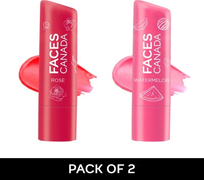 FACES CANADA Lip Balm Combo of 2 | Watermelon + Rose Petal Watermelon + Rose Petal(Pack of: 2, 4.5 g)