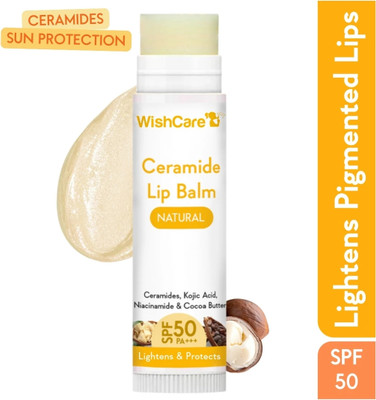 WishCare Ceramide Lip Balm with SPF50 PA+++ - Kojic Acid & Niacinamide Natural(Pack of: 1, 5 g)