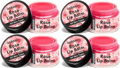 GABANA Rose Lip Balm For Dry & Chapped Lips | Protection & Nourishment (15g) Pack of 4 Rose(Pack of: 4, 60 g)