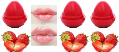 DOUBLE LIPS strawberry lip balm enrich with shea butter, cocoa butter, vitamin E 7grm 3pc strawberry(Pack of: 3, 21 g)