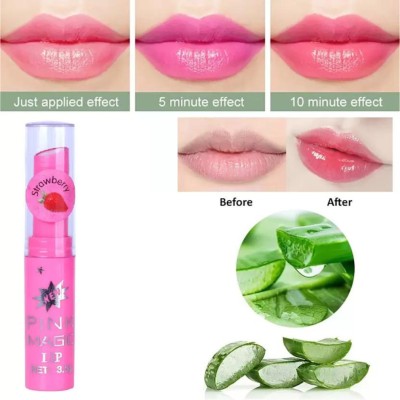 Hidden Beauty Pink Magic Lip Balm Pink For Girls And Women's - Pack of 1 Strawberry(Pack of: 1, 100 g)