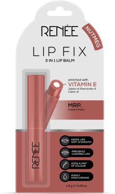 Renee Lip Fix 3 in 1 Tinted Lip Balm 1.6gm - Nutmeg - Heals, Lightens & Nourishes - Nutmeg(Pack of: 1, 1.6 g)