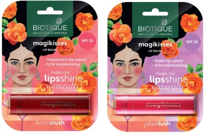 BIOTIQUE Bio Lip Balm Berry Crush & Plum Lush (Pack of 2) Berry, Plum(Pack of: 2, 4 g)