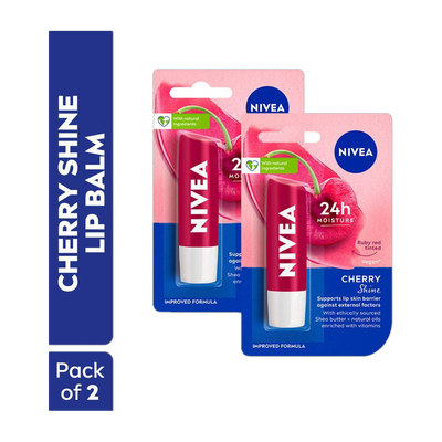 NIVEA Fruity Shine Lip Balm Cherry(Pack of: 2, 9.6 g)