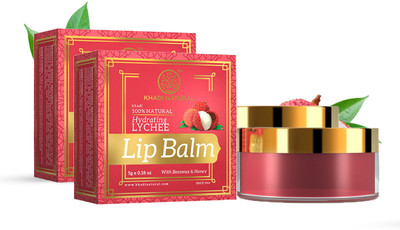 KHADI NATURAL Lip Balm with Beeswax and Shea Butter - Lychee(Pack of: 2, 10 g)
