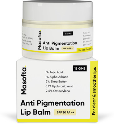 Masofta Anti Pigmentation Lip Balm for Removing Pigmentation with Kojic Acid-SPF 30PA++ Flavour Free(Pack of: 1, 15 g)