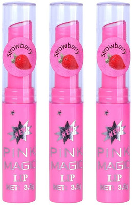 3D-LIPS Lipbalm-Magic-Pink_Combo-03 Strawberry(Pack of: 3, 10 g)