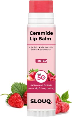 SLOUQ Tinted Ceramide Lip Balm with SPF50 PA+++ - Kojic Acid & Niacinamide Strawberry Strawberry + Berry(Pack of: 1, 5 g)